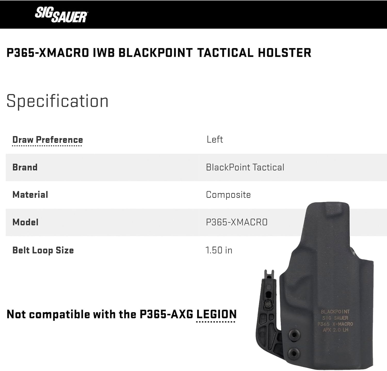 SIG SAUER P365 X-Macro IWB BlackPoint Tactical Holster