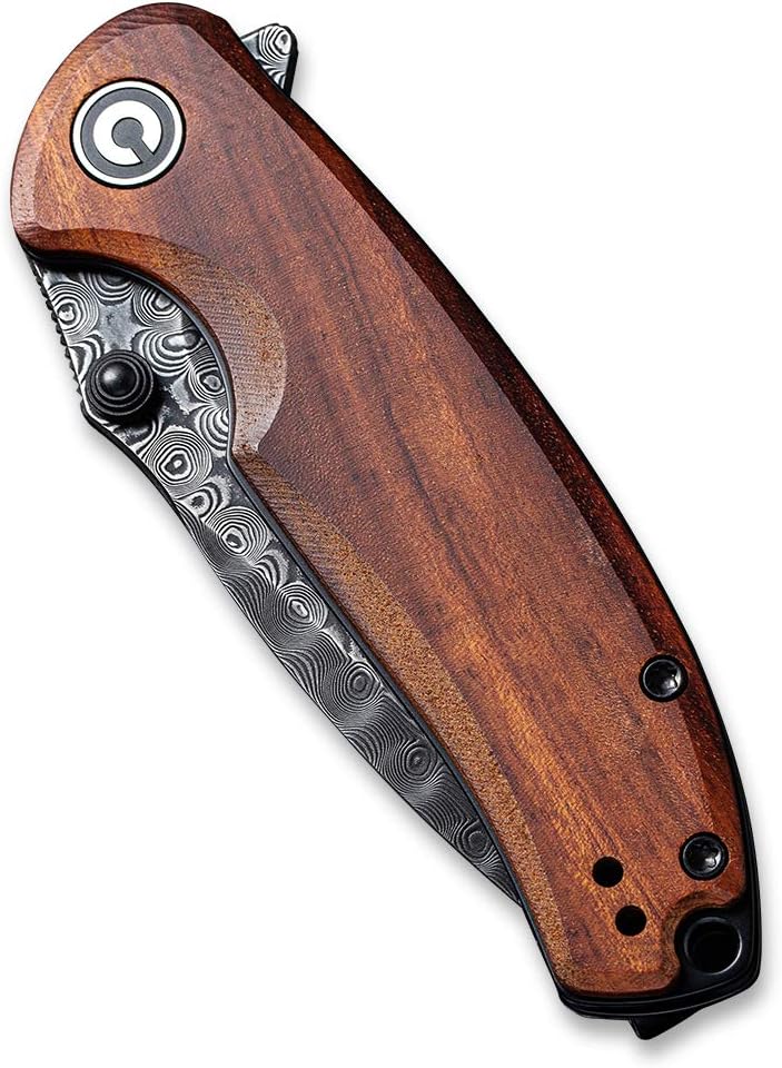 CIVIVI Pintail Flipper Pocket Knife for EDC, Liner Lock Knife 2.97'' Damascus Blade Cuibourtia Wood Handle C2020DS-2