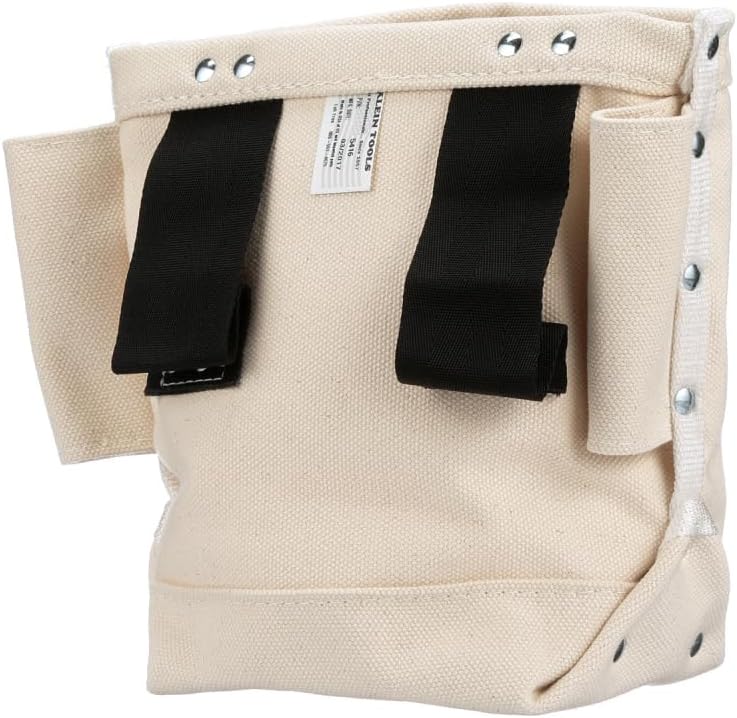 Klein Tools 5416 Tool Pouch, Small Tool Bag for Bolt Storage with Bull Pin Loops and Belt Strap Connect, 5 x 10 x 9-Inch