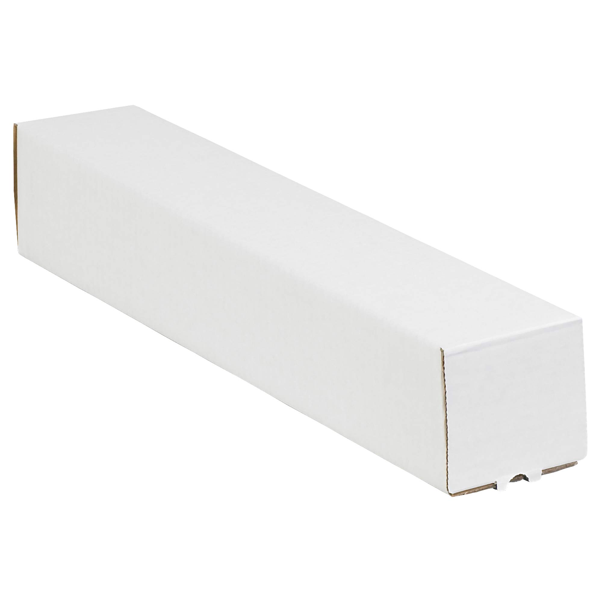 Aviditi Square Corrugated Cardboard Mailing Tubes, 2" x 2" x 37", White, Pack of 50, for Shipping, Storing, Mailing