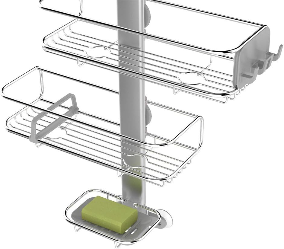 simplehuman Adjustable Shower Caddy, Stainless Steel and Anodized Aluminum Medium