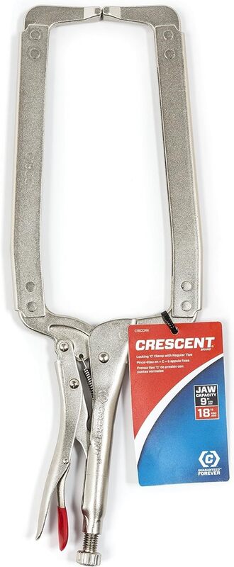 Crescent Locking C-Clamp 18" with Swivel Pad Tips - Heavy-Duty, Red