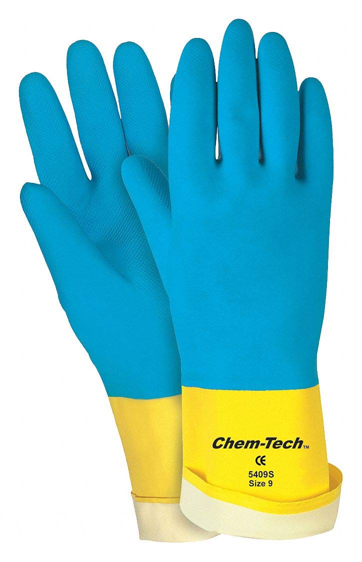 Chemical Resistant Gloves: Memphis Size Large, 28.00 mil, Latex & Neoprene, Supported