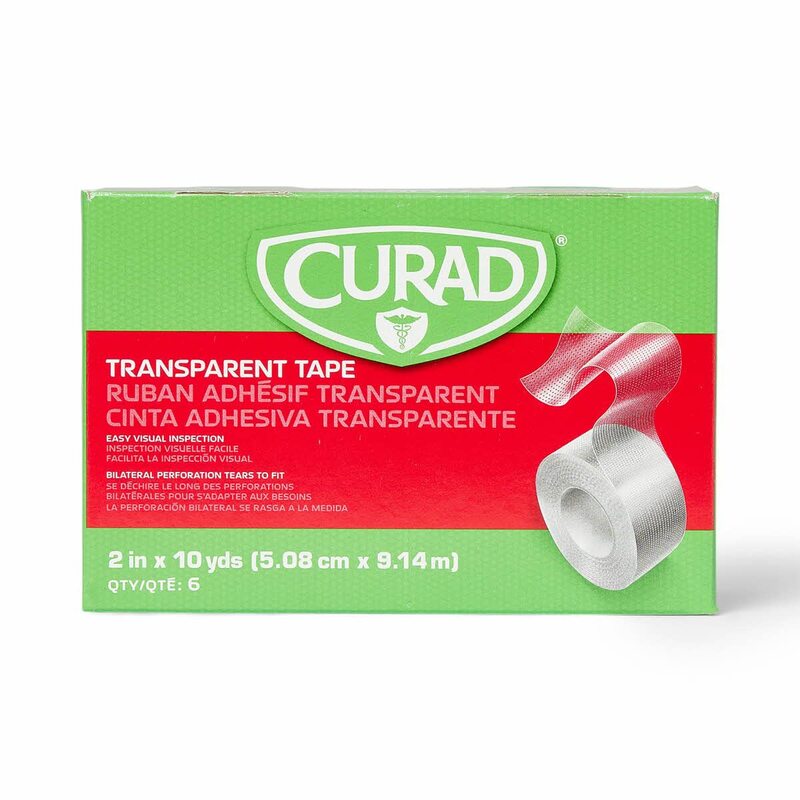 CURAD Adhesive Tape, 2in x 10 Yd., Transparent, Pack Of 6