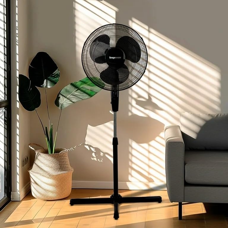 Impress Handi-Fan Oscillating Stand Fan, 52inH x 21inW x 16inD, White