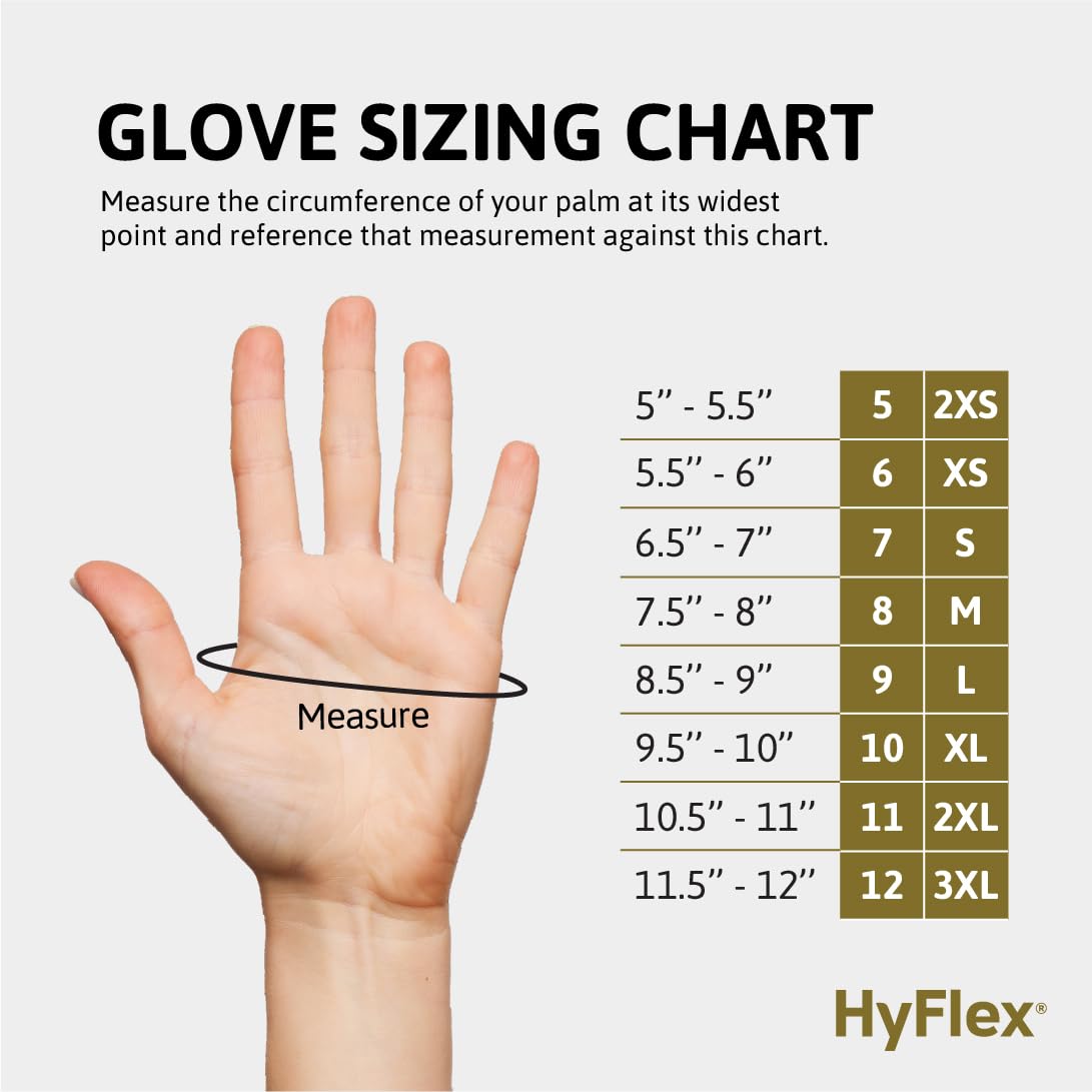 Ansell HyFlex 11-644 Mechanical Protection Cut-Resistant Industrial Gloves, XX-Large, White & Grey (1 Pair)