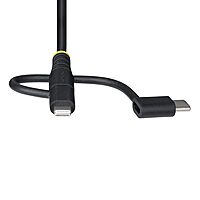 StarTech.com 3ft (1m) Rugged USB Multi Charging Cable, USB to Lightning/Micro-USB/Type-C, Apple MFi, 3-in-1 USB Charger Cord