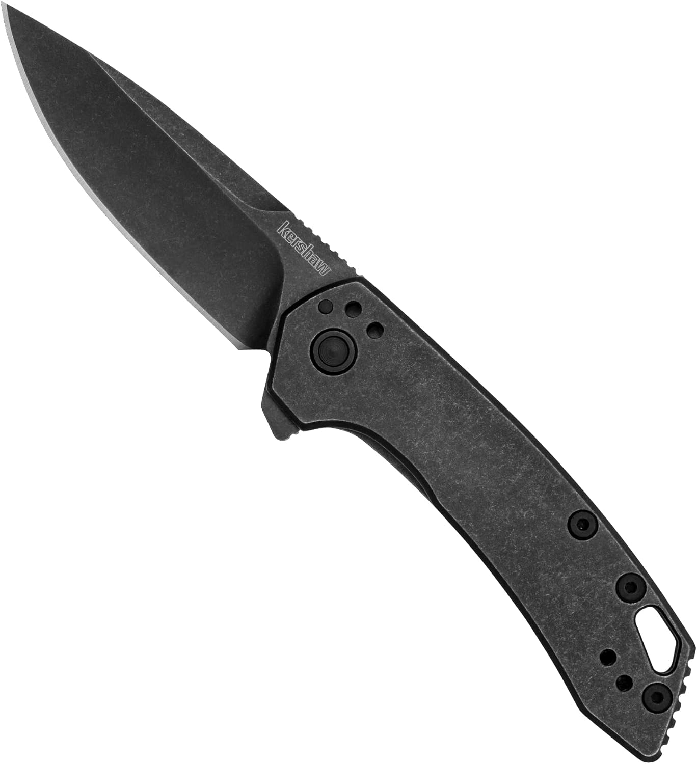 Kershaw Radar Folding Pocket Knife, 2.9 inch BlackWash Finish Blade, Black Handle, Pocketclip