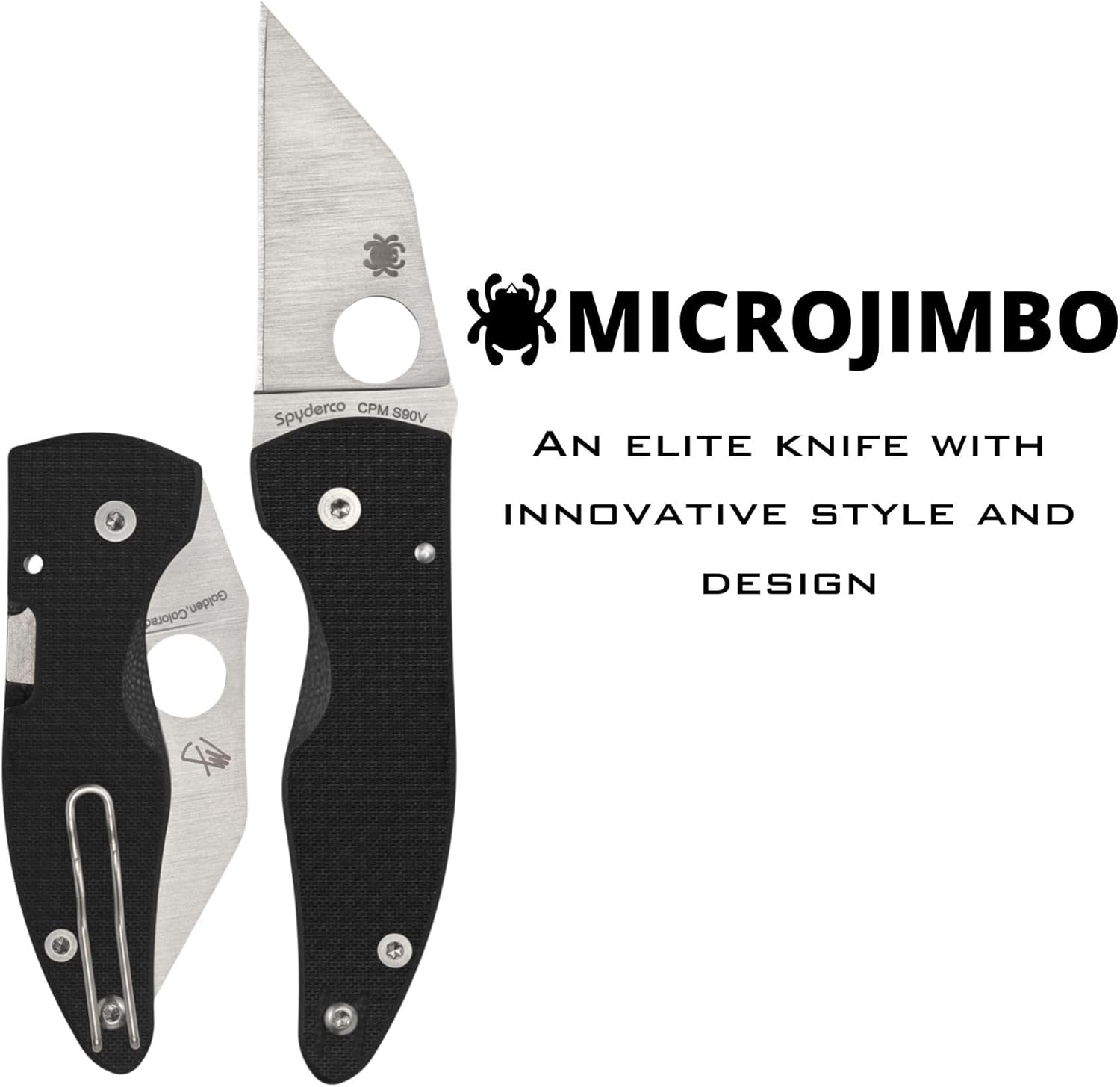 Spyderco MicroJimbo Folding Pocket Knife - CPM S90V Steel with Carbon Fiber Handle, PlainEdge - C264CFP