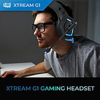 ADESSO Xtream Gaming Headset with 50 mm Drivers, Noise Cancelling Microphone and LED Lighting
