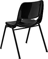 Flash Furniture HERCULES Series 440 lb. Capacity Kid's Black Ergonomic Shell Stack Chair with Black Frame and 14" Seat Height Black Plastic/Black Frame Set of 1