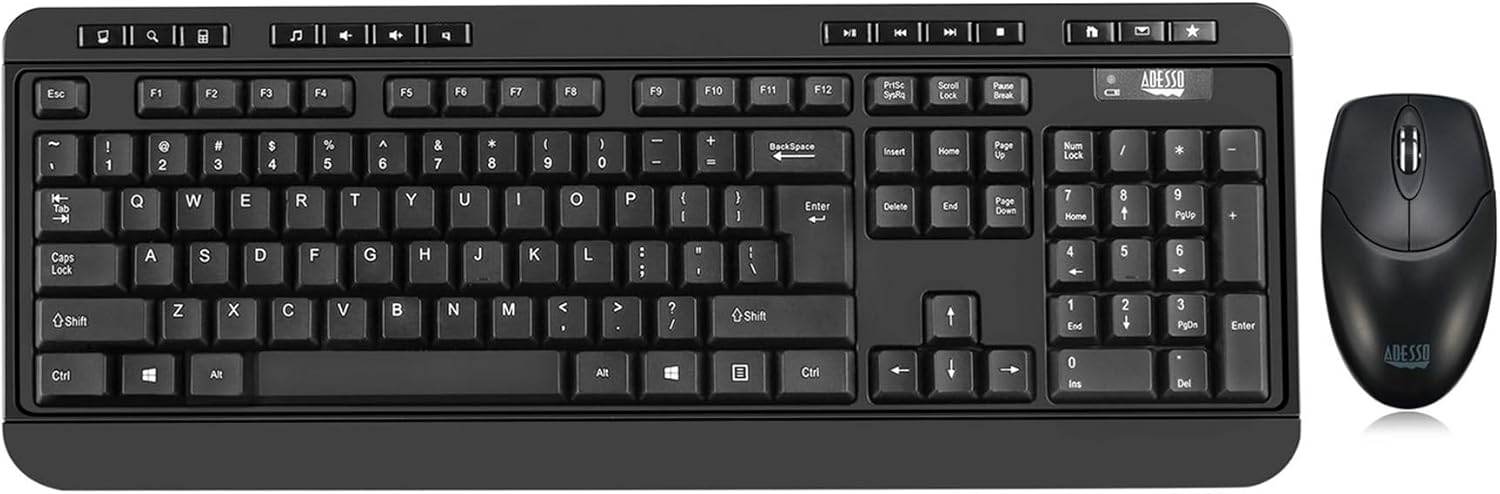 Adesso WKB-1320CB EasyTouch Antimicrobial Wireless Keyboard & Mouse Combo, Black