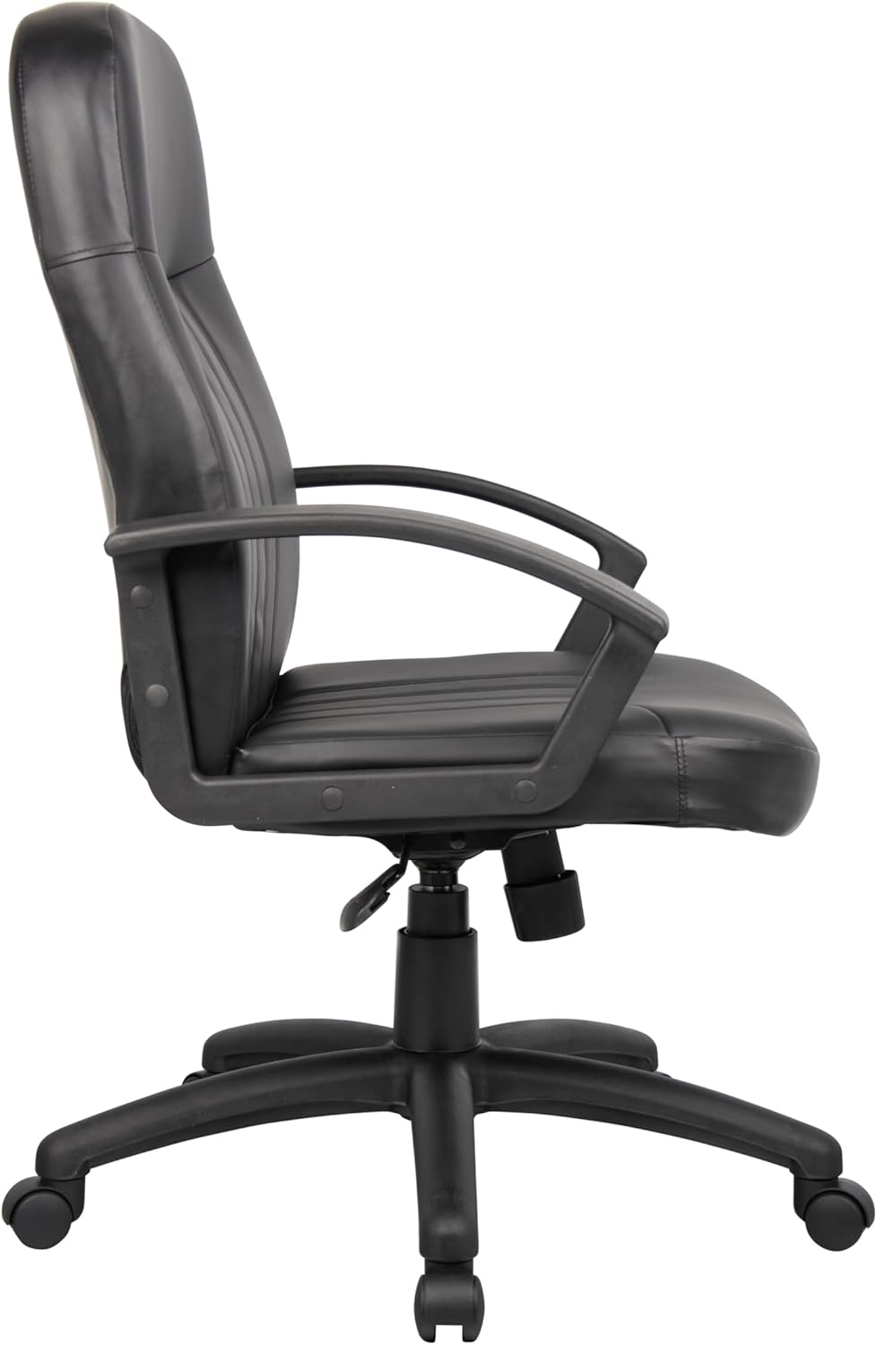 Boss Office Products Ergonomic Mid-Back Leather Chair, Black