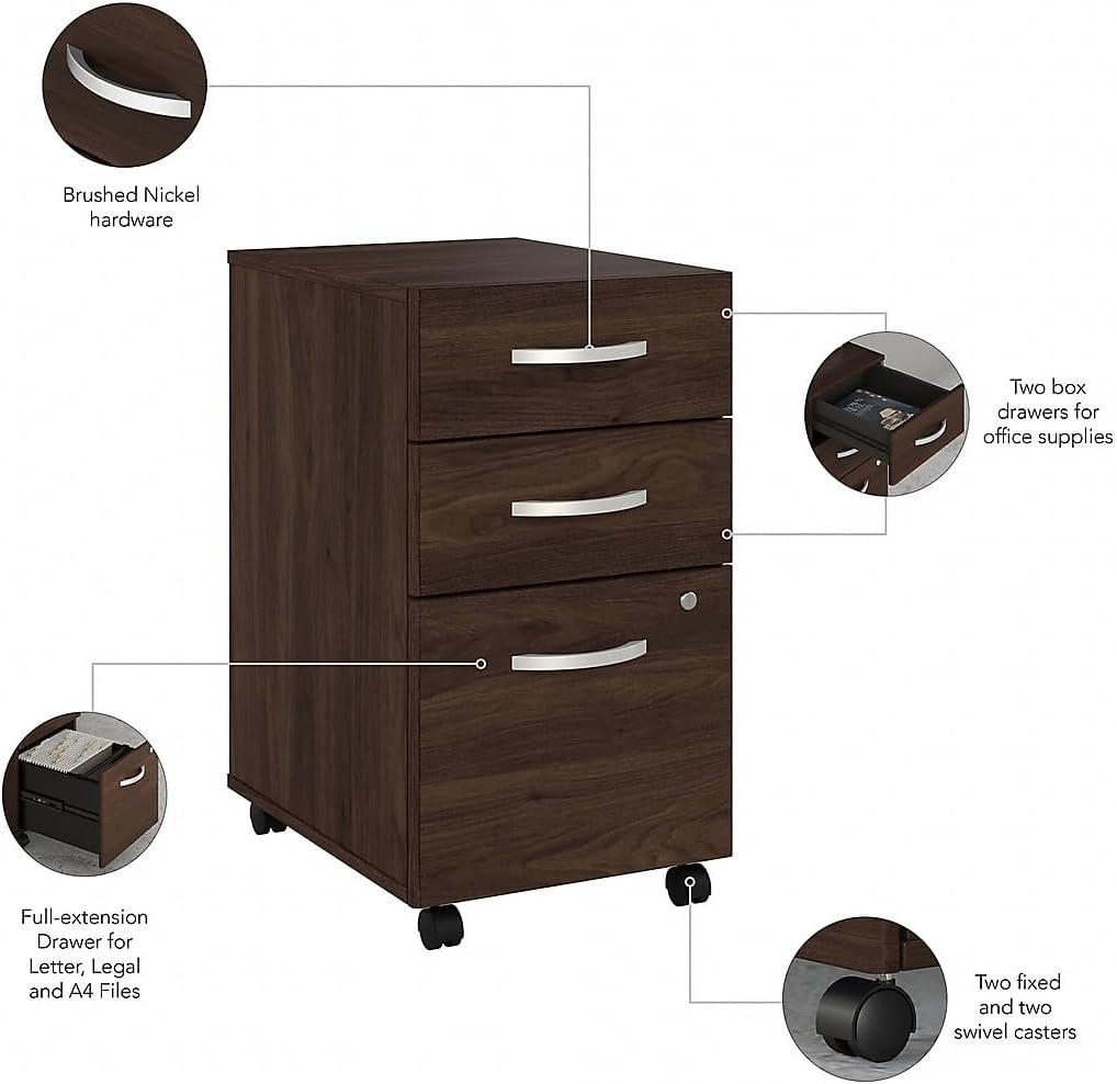 Bush Business Furniture Hybrid 3 Drawer Mobile File Cabinet