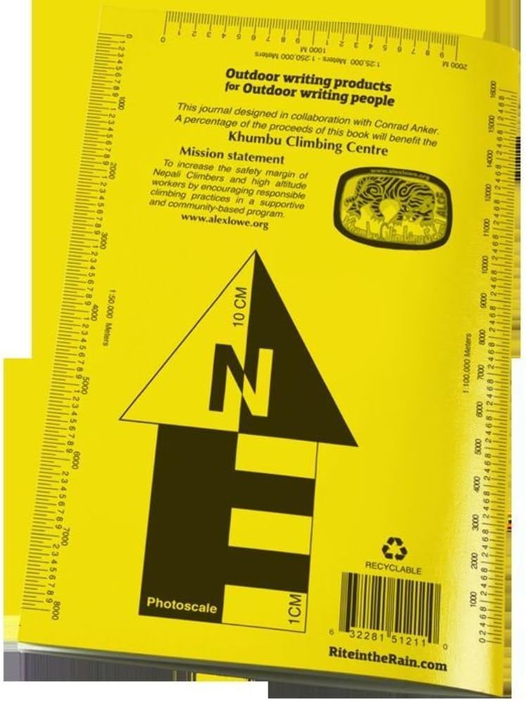Rite in the Rain Weatherproof Stapled Notebook, 4.625" x 7", Yellow Cover, Expedition Journal (No. 512)