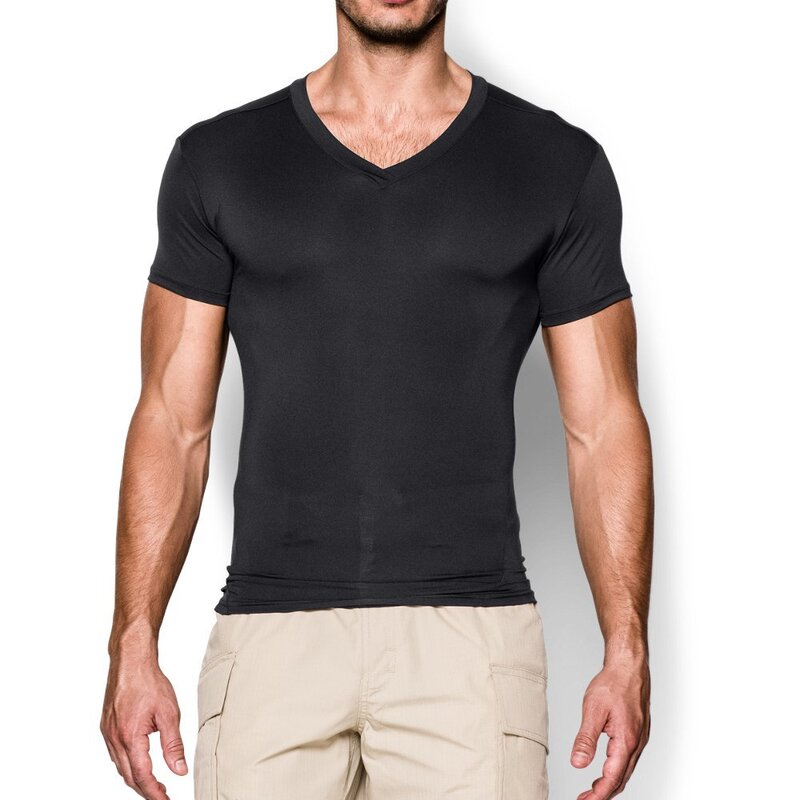 UNDER ARMOUR Men's HeatGear Tactical V-neck Compression Short-sleeve T-shirt