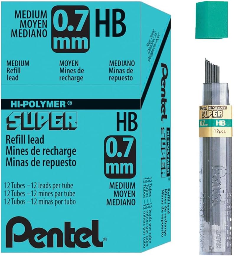 Pentel Super Hi-Polymer HB Lead Refills