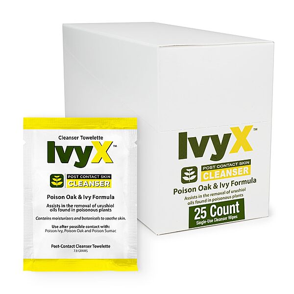 CoreTex Ivy X Post-Contact Poison Ivy Wipes - Pack of 25 Single-Use Treatment Wipes to Assist in Removal of Rashes