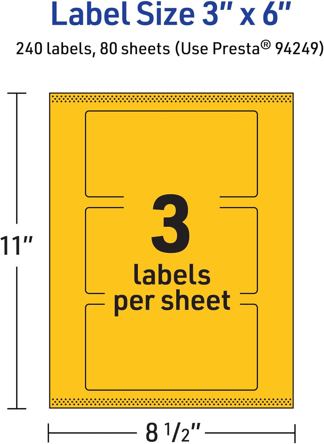 Avery Printable Rectangle Labels, Sure Feed Technology, 3 x 6, Bright Yellow, Print-to-The-Edge, Laser/Inkjet Printable
