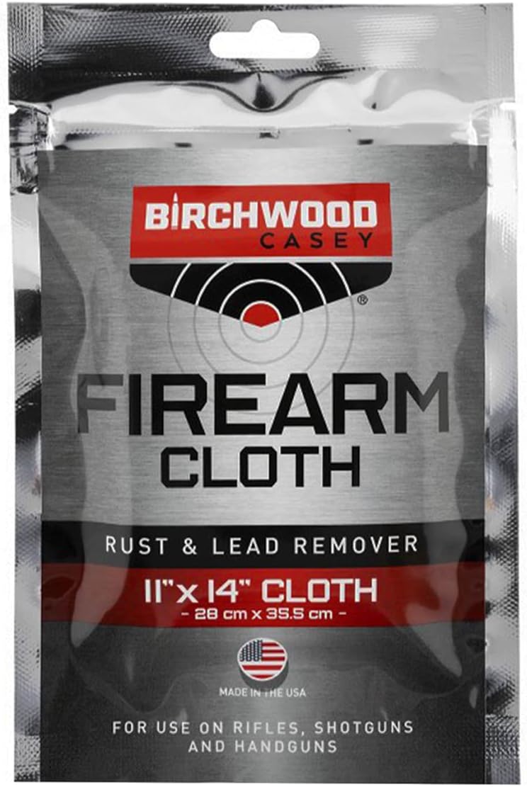 BIRCHWOOD CASEY Rust & Lead Remover for Gun | Durable Effective Treated Tan 11"x14" Gun Cleaning Cloth for Removing Lead