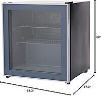 Avanti Beverage Cooler with Glass Door 60 Can Mini Refrigerator for Beer Soda Water 18.25-Inch Wide Freestanding, with Adjustable Temperature Control and Removable Shelves, 1.6-Cu.Ft., Metallic