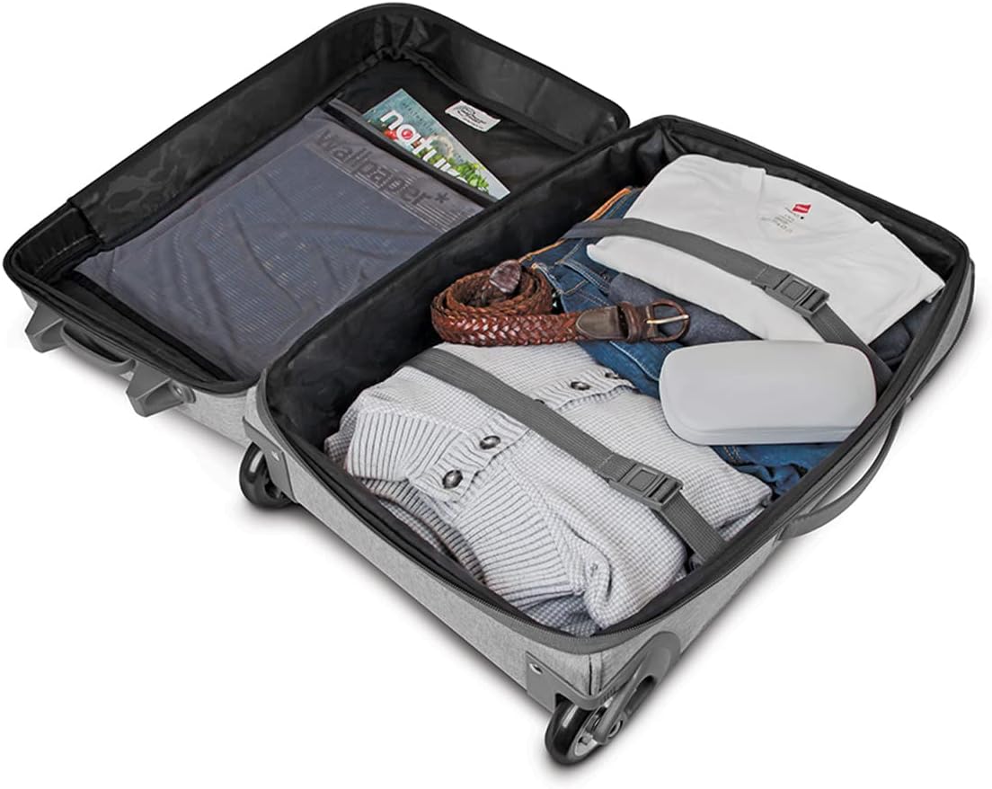 Solo New York 22 Inch Carry On Luggage - Softside Suitcases for Travel, Wheeled Rolling Bag, 2 Wheel Upright