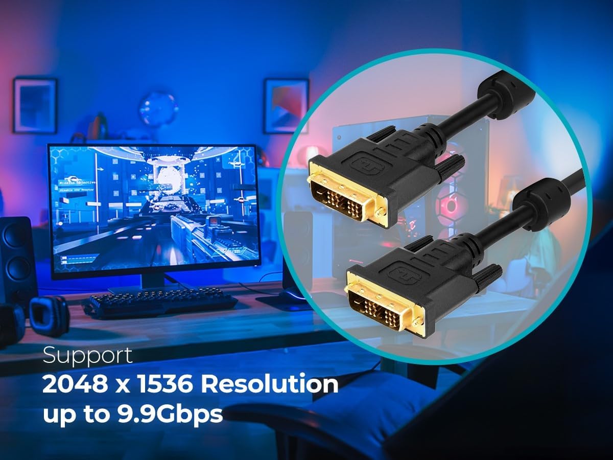 Monoprice 6ft 28AWG CL2 Dual Link DVI-D Cable - Black