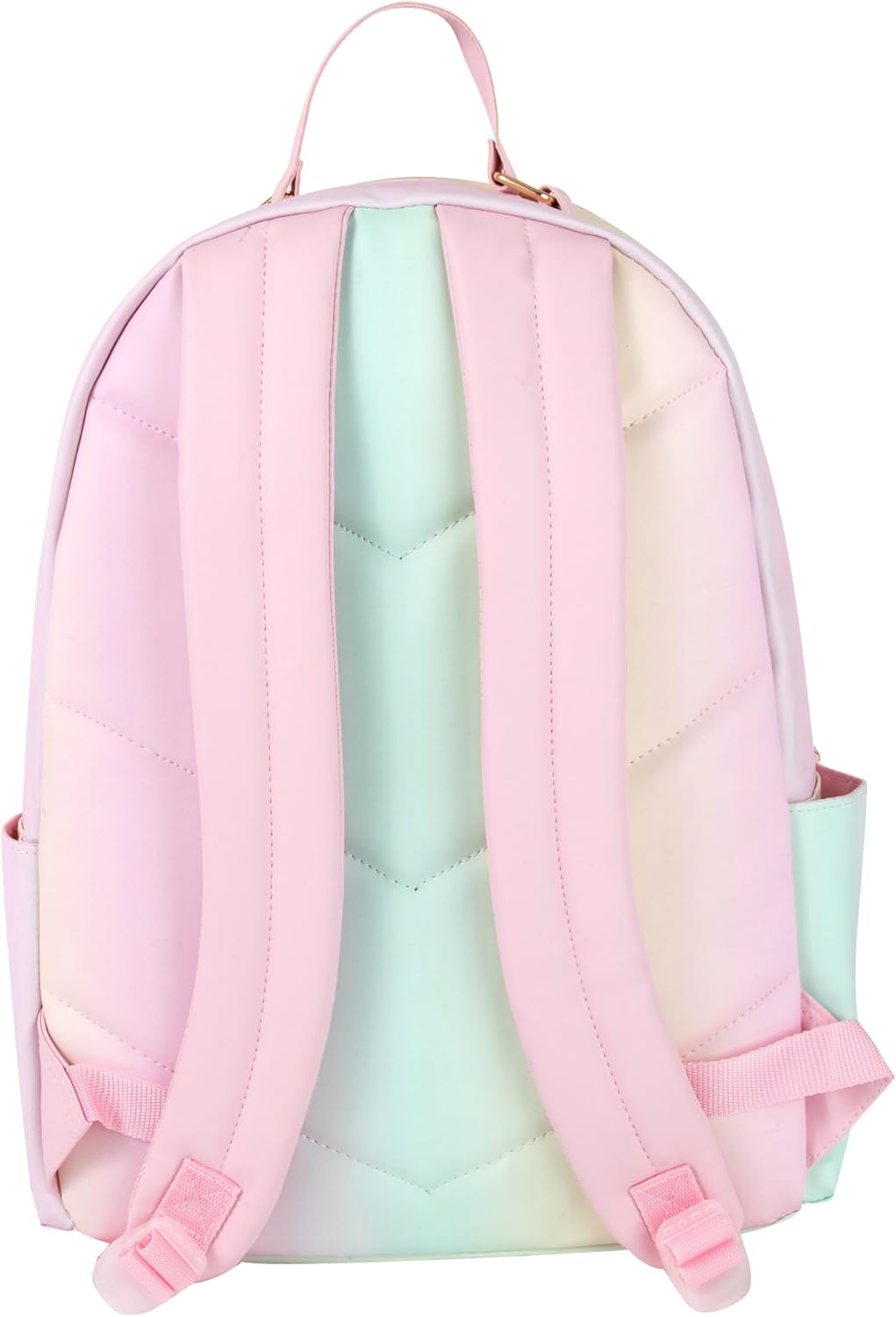 Emma & Chloe Pastel Waterproof Vinyl Backpack for Traveling and Commuting (Ombre Stripes)