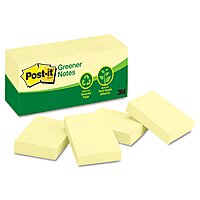 Post-it Greener Notes, 1.5x2 in, 12 Pads, America's #1 Favorite Sticky Notes,Canary Yellow, Clean Removal