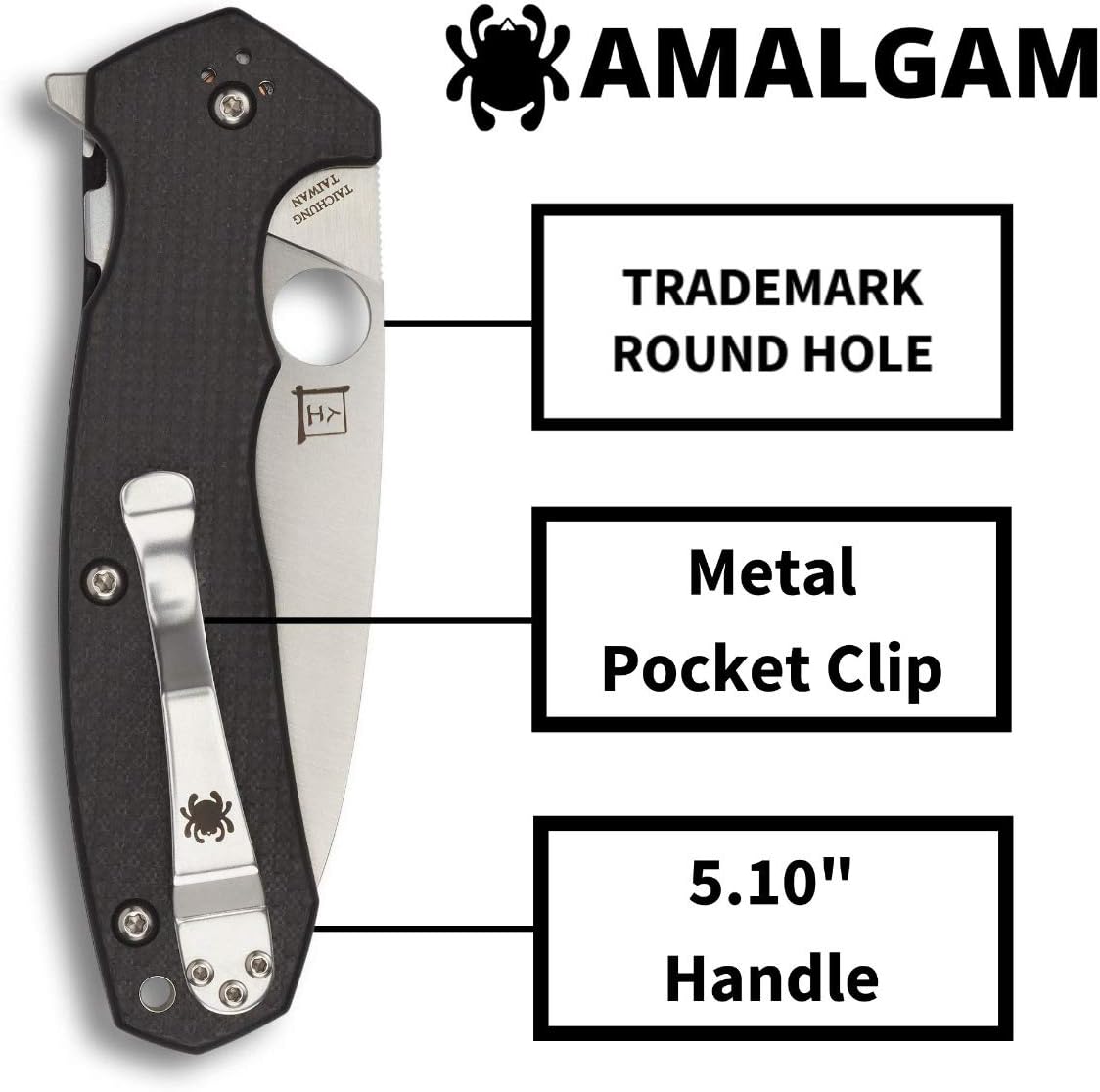 Spyderco Amalgam Premium Flipper Knife with 3.8" CPM S30V Stainless Steel Blade and Textured Carbon Fiber G-10 Handle