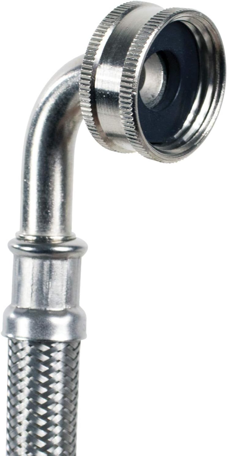 Certified Appliance Accessories Washing Machine Hose, 6 Feet, PVC Core with Premium Braided Stainless Steel, silver/pewter