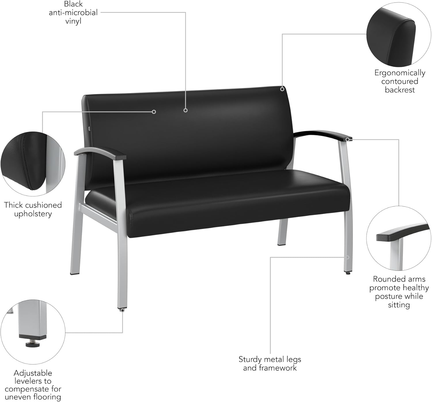 Bush Business Furniture Arrive Waiting Room Seating with Arms