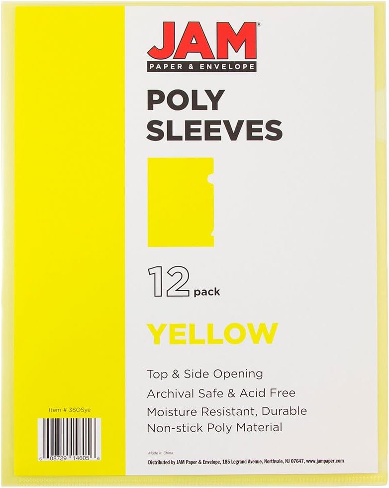 JAM PAPER Plastic Sleeves - Letter Size - 9 x 11 1/2 - Pack of 12
