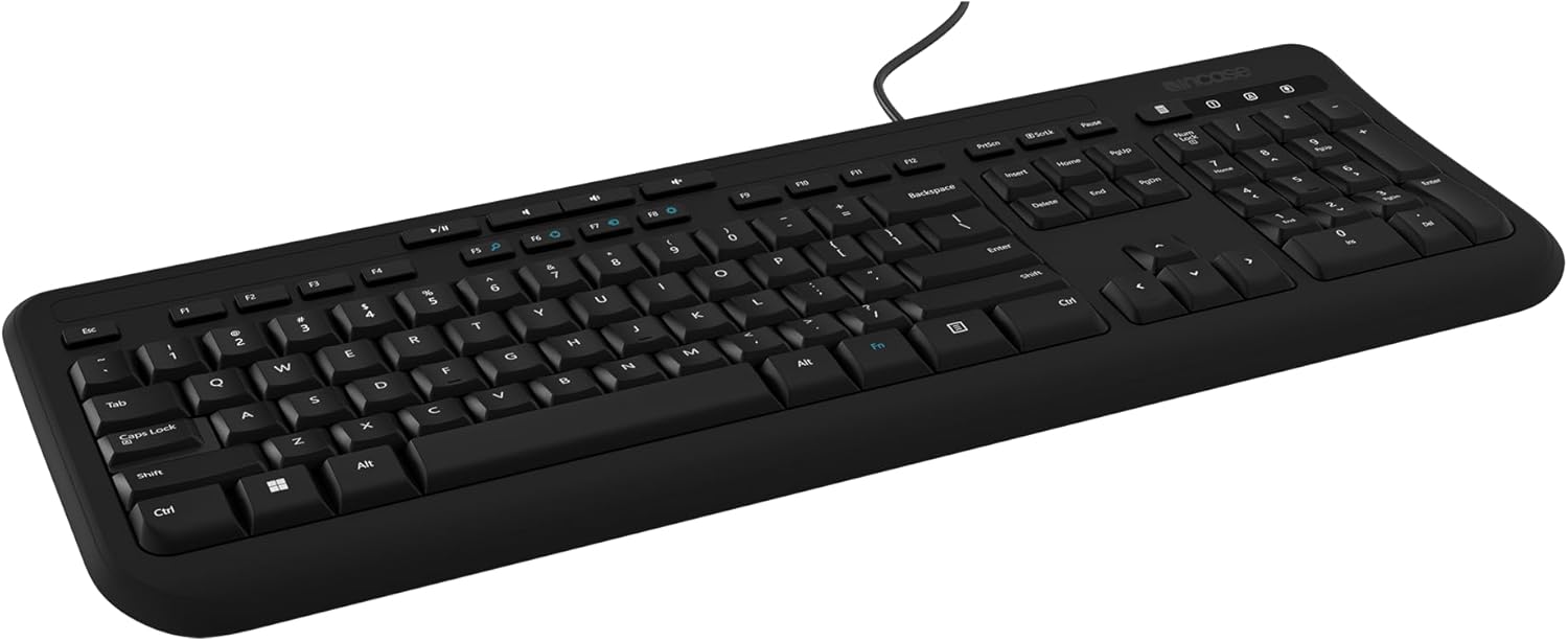 Incase Wired Keyboard 600 – Designed by Microsoft – Spill Resistant, Quiet Touch Keys, Plug and Play, 4 Hotkeys