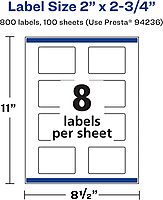AVERY Matte White Rectangle Labels with Sure Feed Technology