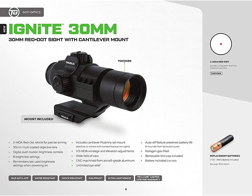 TRUGLO IGNITE 30mm 2-MOA Dot Sight