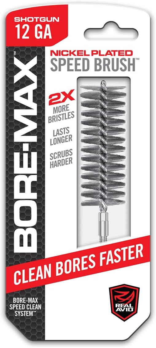 Real Avid Bore-Max Bore Brush, Nickel-Plated Bronze Barrel Brush with Stainless Steel Handle