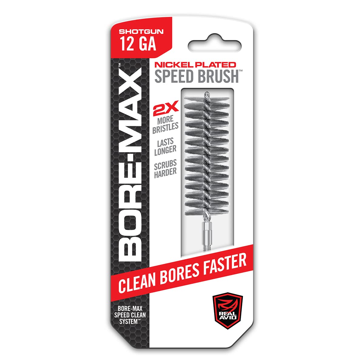 Real Avid Bore-Max Bore Brush, Nickel-Plated Bronze Barrel Brush with Stainless Steel Handle