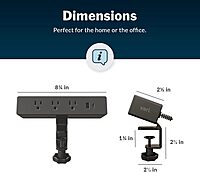 Vari Power Hub - Desk Mount Power Charging Station with Multiple Outlets - 5 AC Outlets, 2 USB Ports