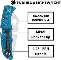 Spyderco Endura 4 Folding Pocket Knife with 3.8 in Blade and FRN Handle