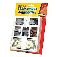Educational Insights Play Money Coins & Bills Tray, Set of 200 Pieces of Play Money for Classroom or Home