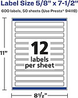 AVERY Glossy Clear Rectangle Labels, Sure Feed Technology, 5/8" x 7-1/2", Print-to-The-Edge, Laser/Inkjet Printable
