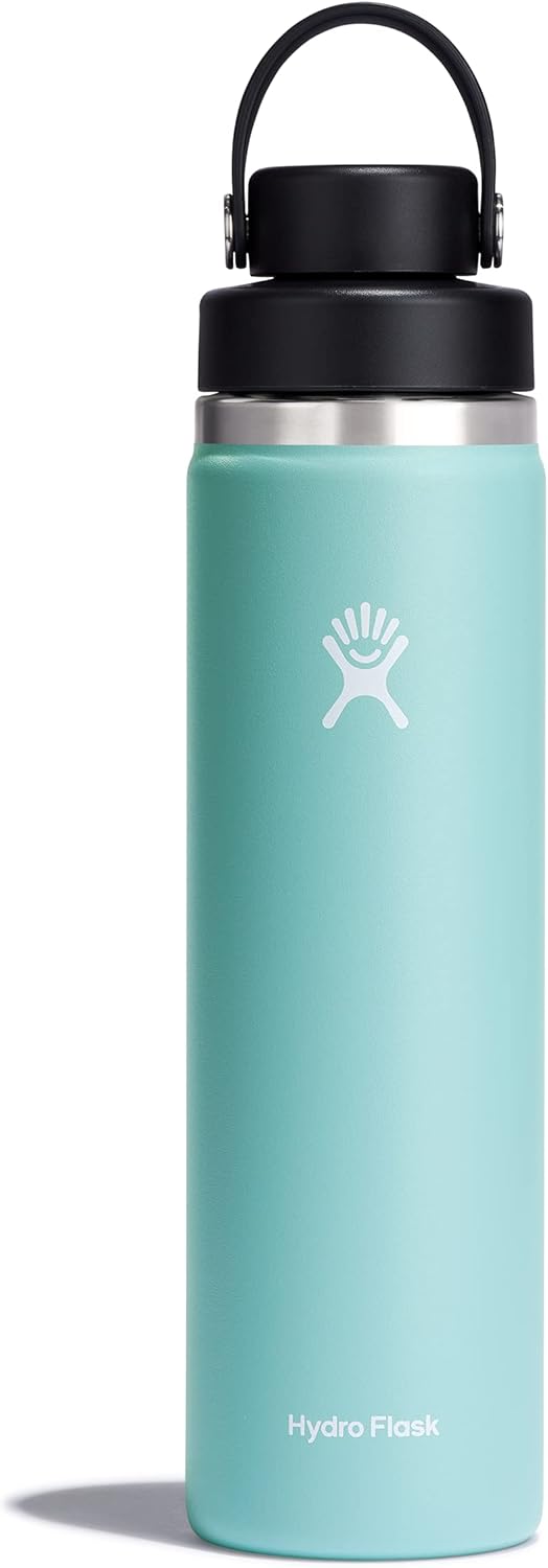 Hydro Flask Water Bottle - Insulated Stainless Steel - Wide Mouth Chug Lid, Non Spill, Leakproof in 24 Oz Dew