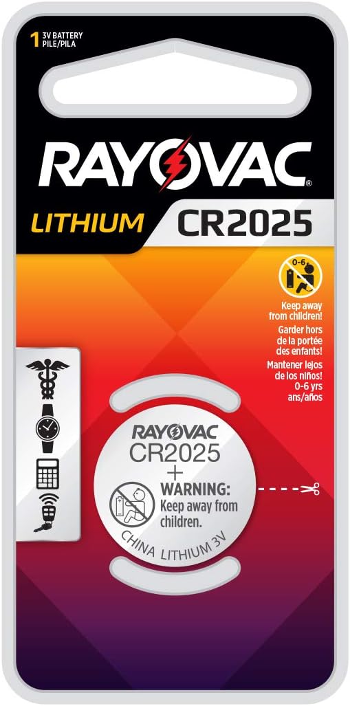 Rayovac CR2025 Battery, 3V Lithium Coin Cell CR2025 Batteries (1 Battery Count) 1 Pack, Cr2025 Size