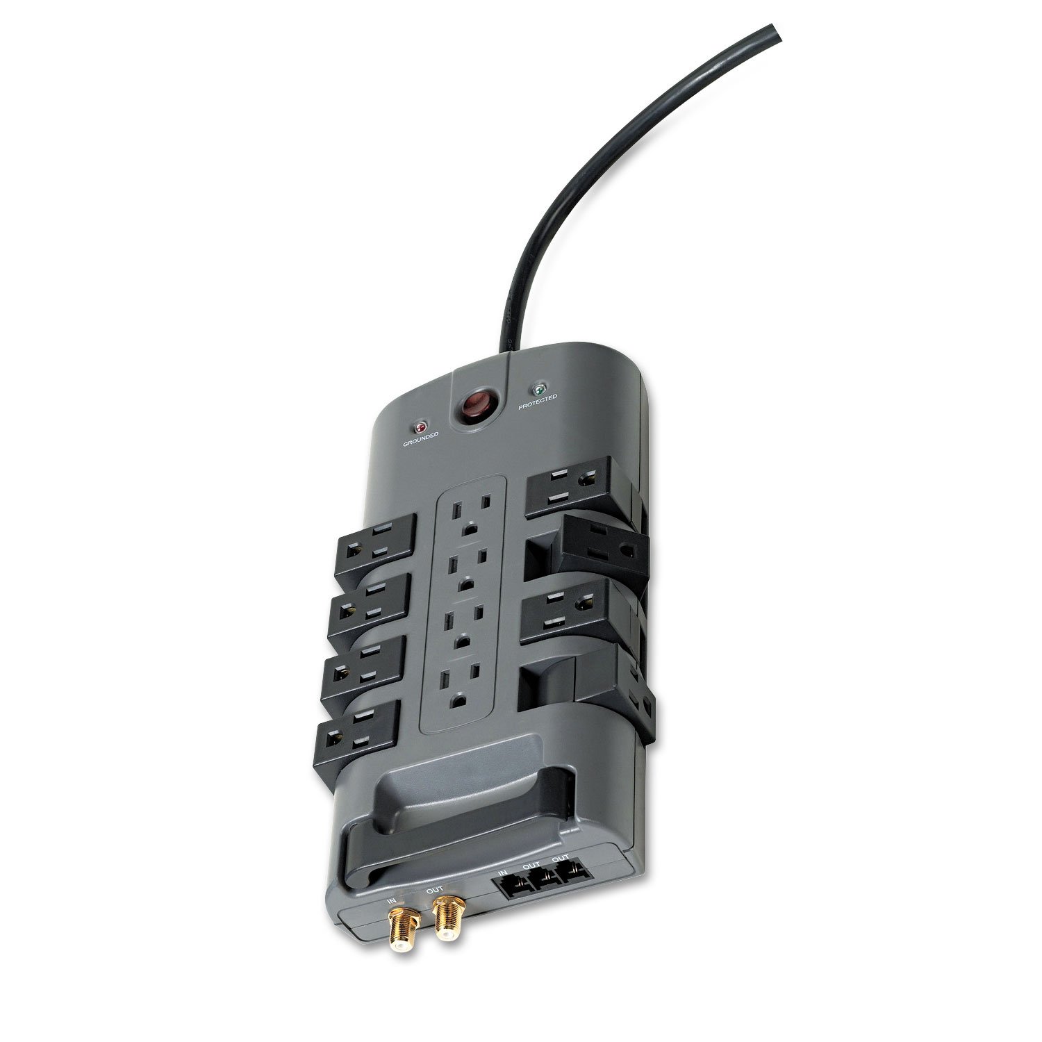Belkin 12-Outlet Pivot Surge Protector, 4320 Joules, 8 ft Cord, Gray