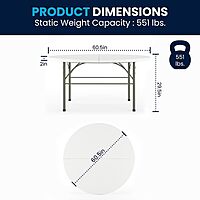 Flash Furniture Round Bi-Fold Plastic Banquet And Event Folding Table