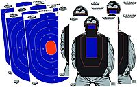 Birchwood Casey Non-Adhesive Dirty Bird White Splattering 12" X 18" Practice Shooting Target Combo Pack for Indoor and Outdoor Use 4 - Blue/Orange Targets /4 - Intruder Ipsc Targets