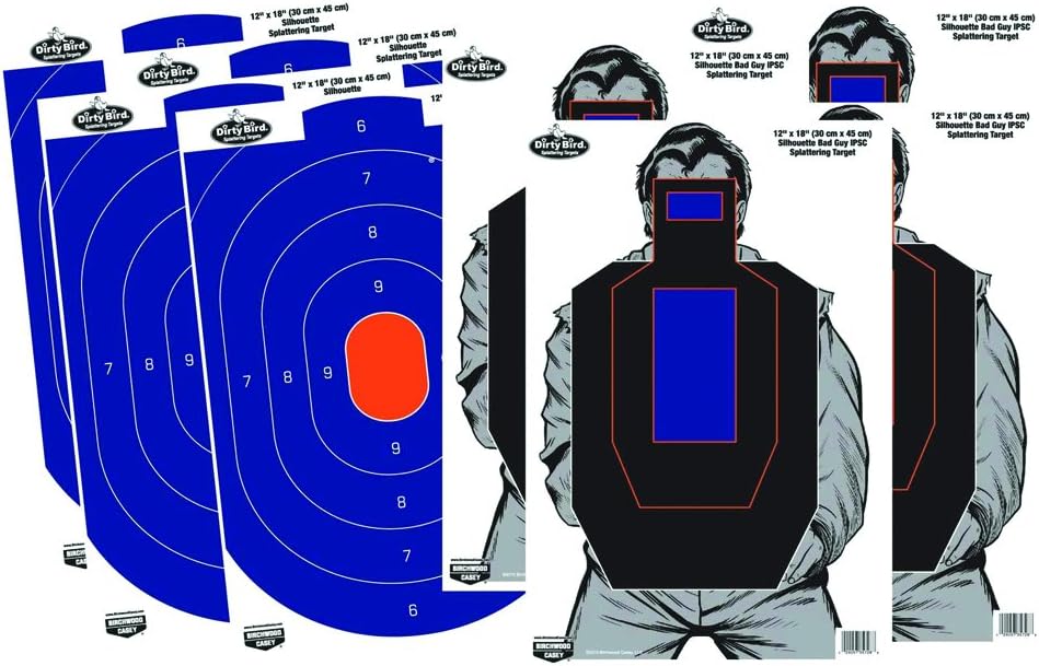 Birchwood Casey Non-Adhesive Dirty Bird White Splattering 12" X 18" Practice Shooting Target Combo Pack for Indoor