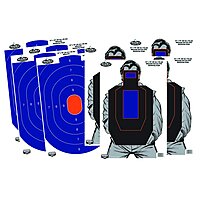 Birchwood Casey Non-Adhesive Dirty Bird White Splattering 12" X 18" Practice Shooting Target Combo Pack for Indoor and Outdoor Use 4 - Blue/Orange Targets /4 - Intruder Ipsc Targets