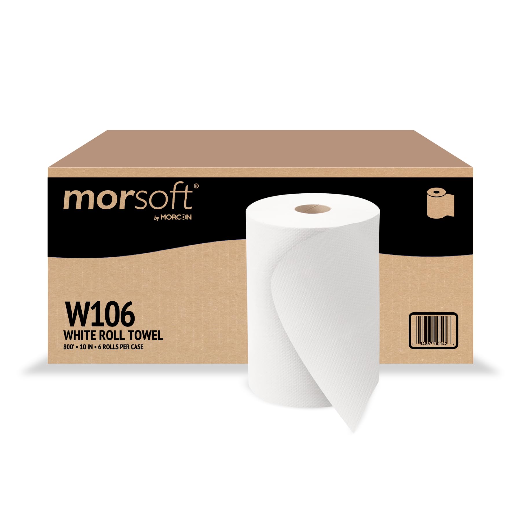 Morsoft by Morcon W106 Paper Towel Dispenser Refill, 10 Inch Roll, White, 100% Recycled Fiber, 10 x 800ft, 6 Rolls